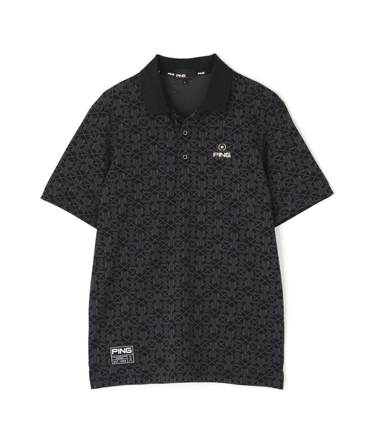 PING APPAREL】全方向ストレッチフェニックスシティ柄ジャガード半袖 