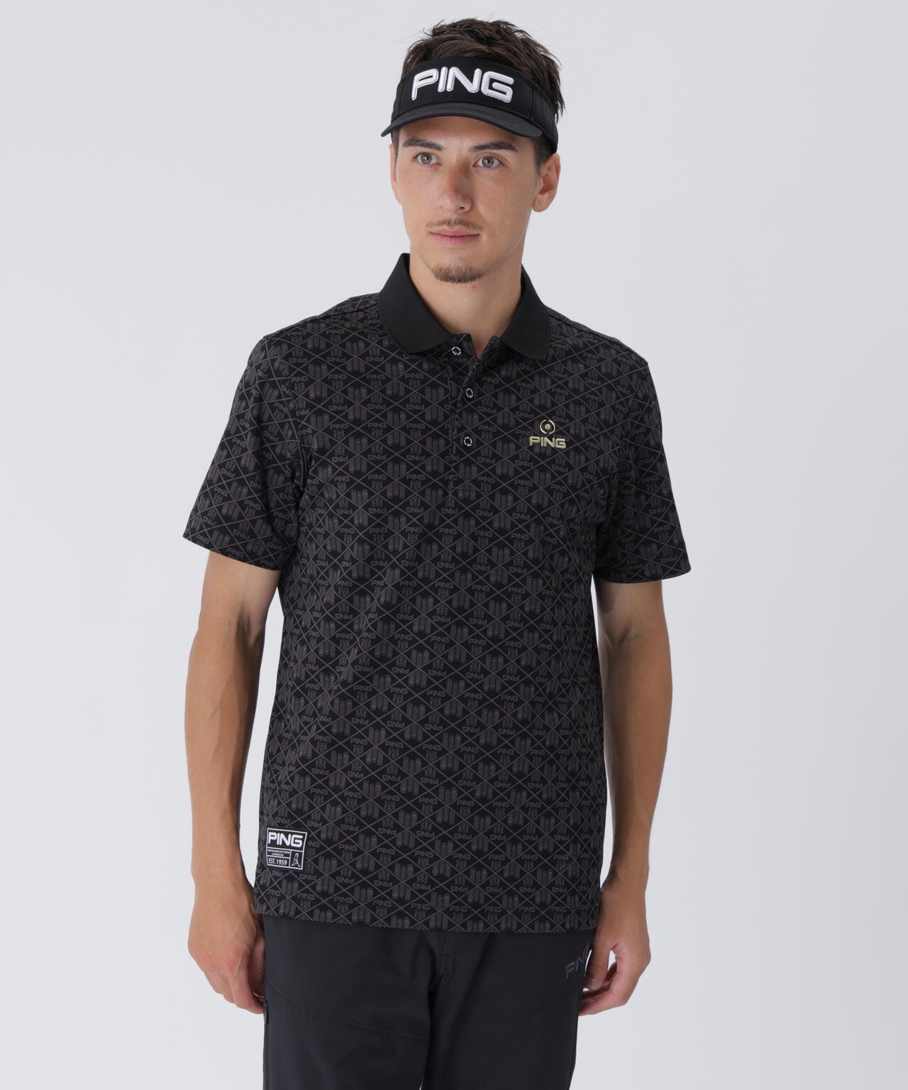 PING APPAREL】全方向ストレッチフェニックスシティ柄ジャガード半袖