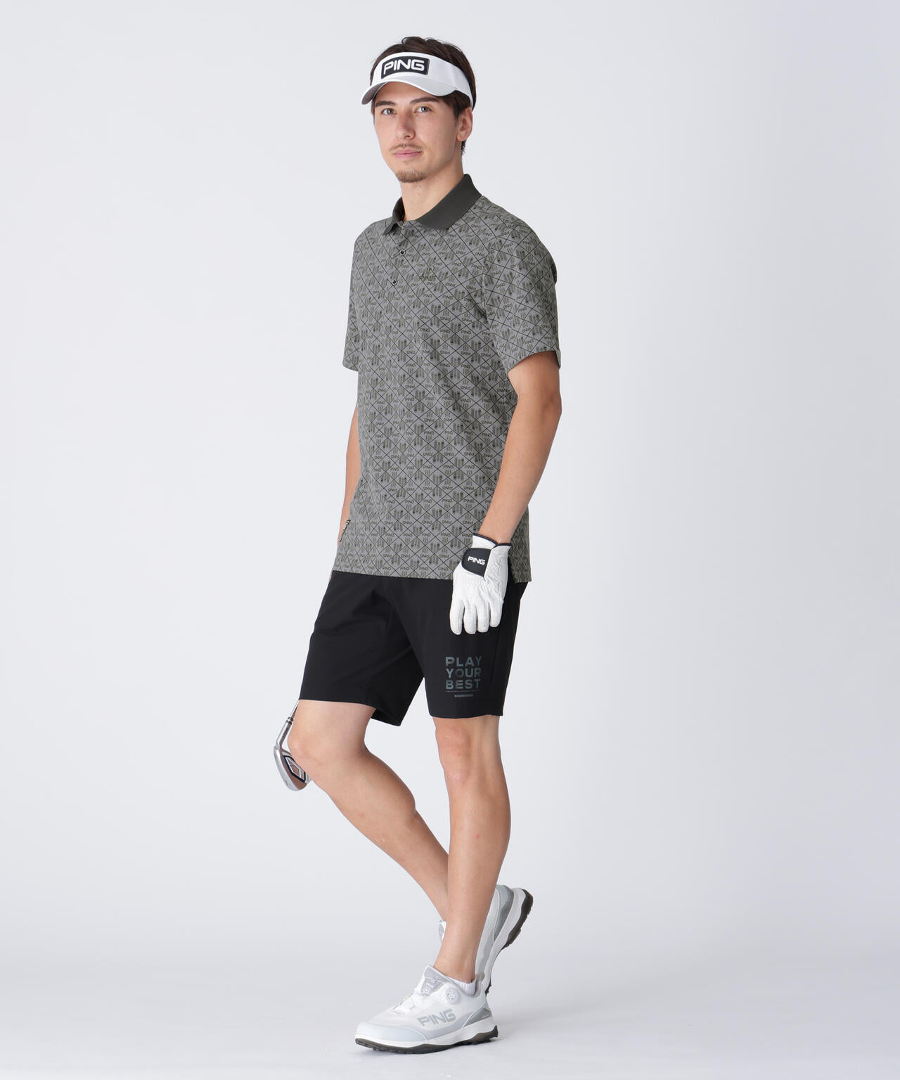 PING APPAREL】全方向ストレッチフェニックスシティ柄ジャガード半袖