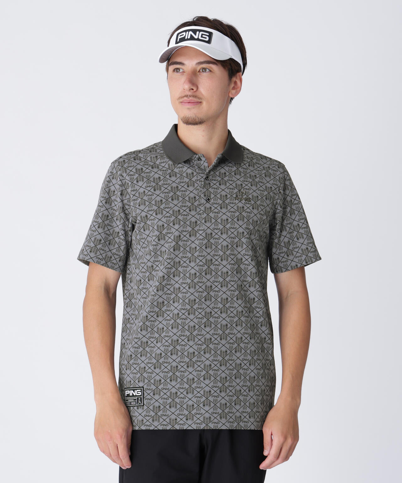 PING APPAREL】全方向ストレッチフェニックスシティ柄ジャガード半袖