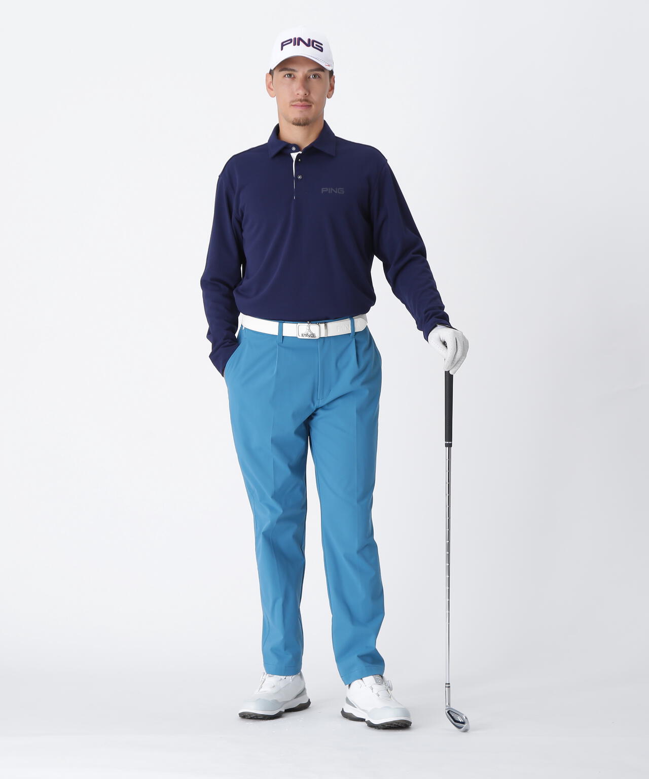 【PING APPAREL】引き揃え天竺ドライミックス長袖ポロシャツ ＜NATIVE＞ (MENS)