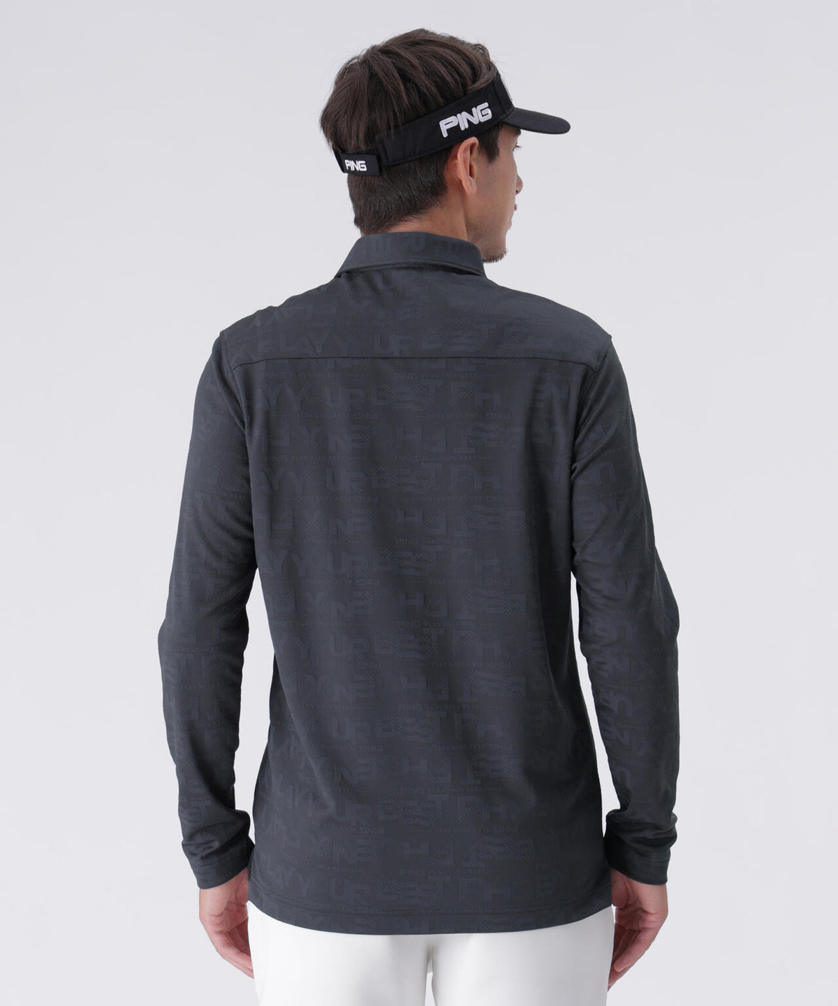 【PING APPAREL】凸凹PLAYロゴジャカード長袖ポロシャツ ＜PERFORMANCE＞ (MENS)