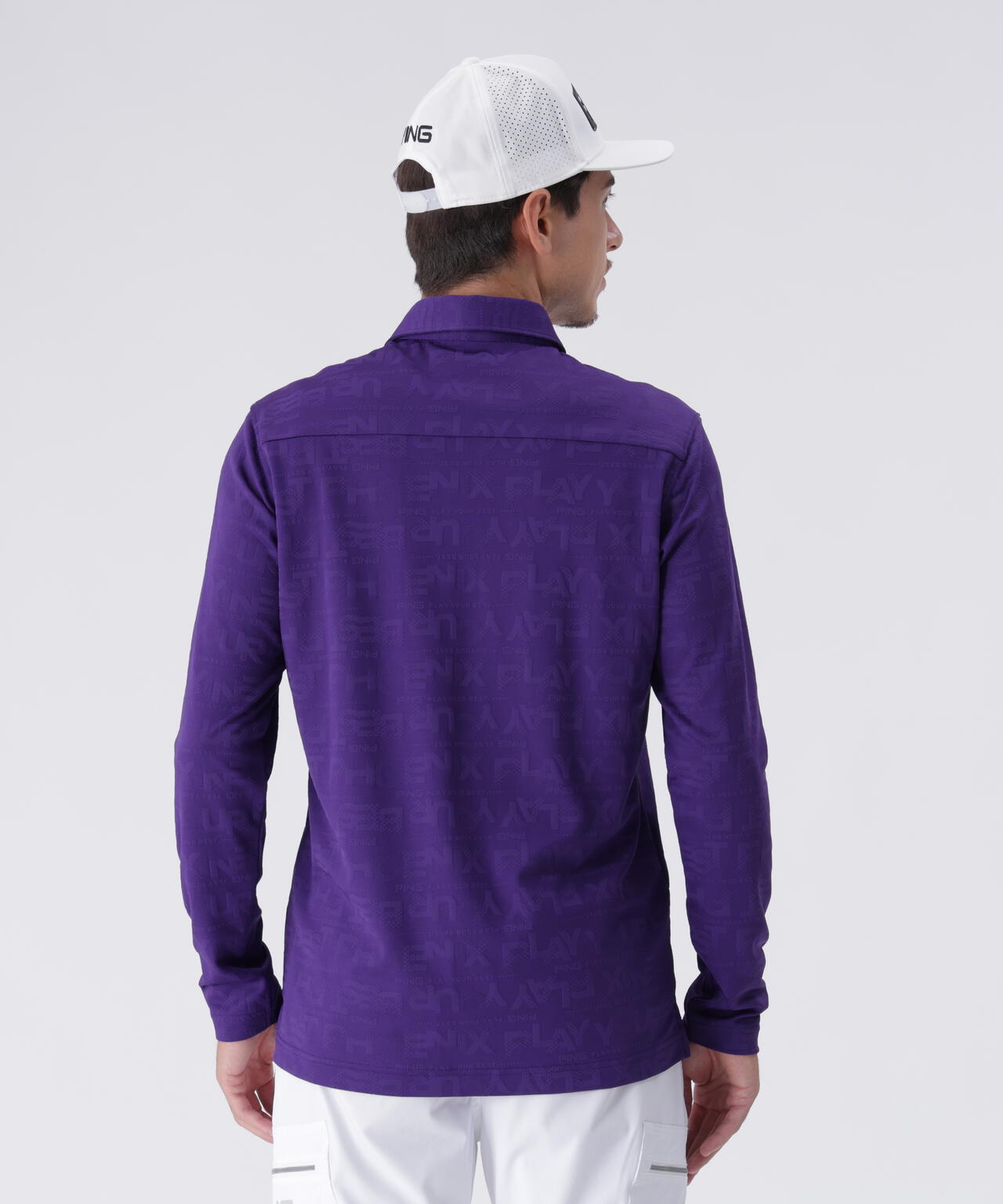 PING APPAREL】凸凹PLAYロゴジャカード長袖ポロシャツ ＜PERFORMANCE