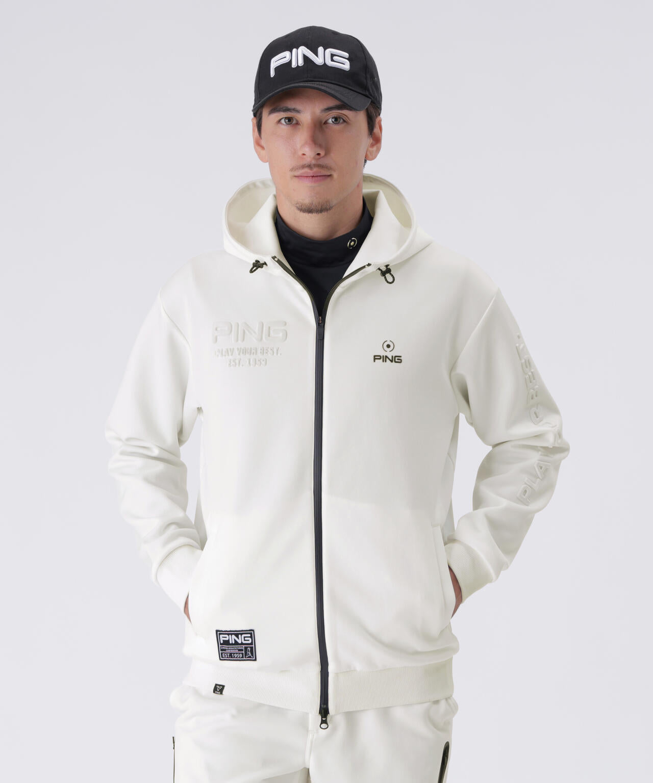 【PING APPAREL】全方向ストレッチRENUキルトダンボールジャージフルジップフーディー ＜GOLD＞ (MENS)