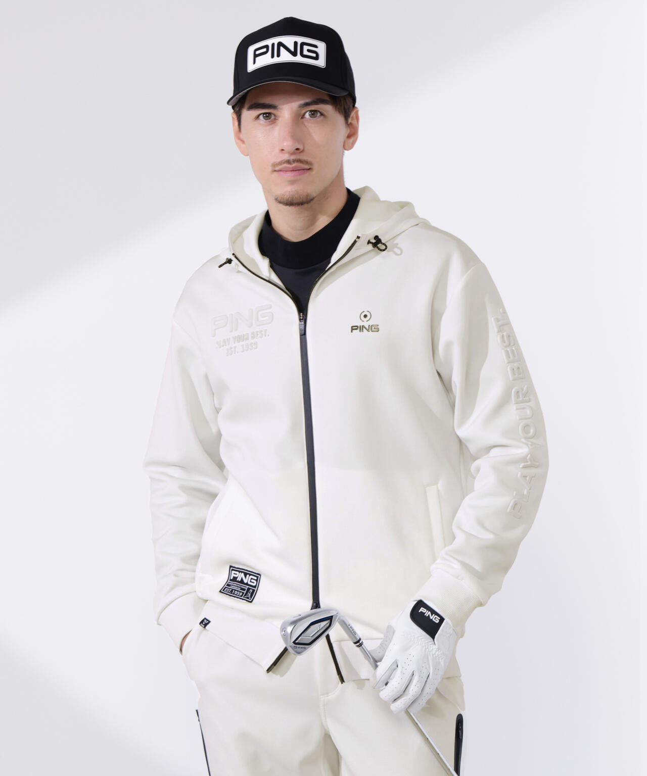 【PING APPAREL】全方向ストレッチRENUキルトダンボールジャージフルジップフーディー ＜GOLD＞ (MENS)