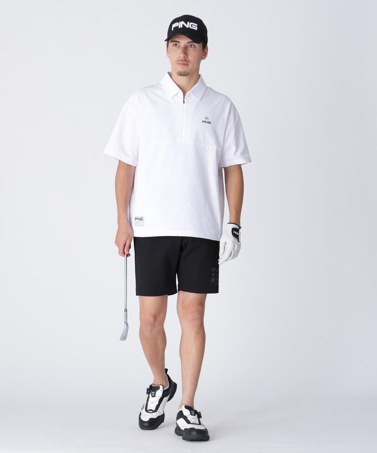 PING APPAREL】EPIXミニワッフル半袖ハーフジップカットソー ＜GOLD