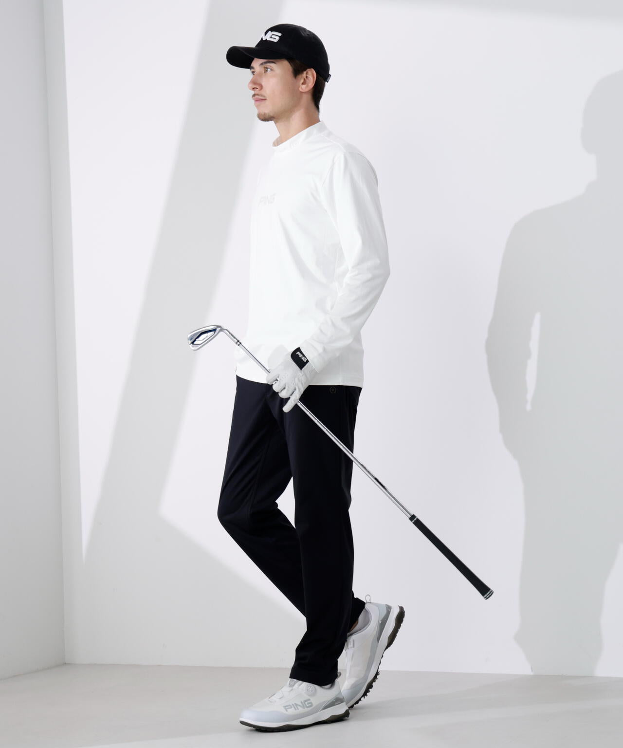 PING ブラック 長袖 ハイネック シャツ PING APPAREL】トリコット長袖ハイネックカットソー