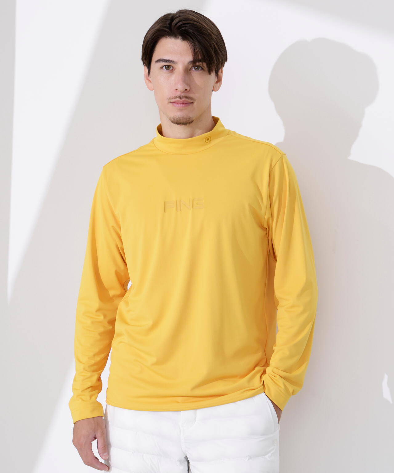 PING APPAREL】トリコット長袖ハイネックカットソー