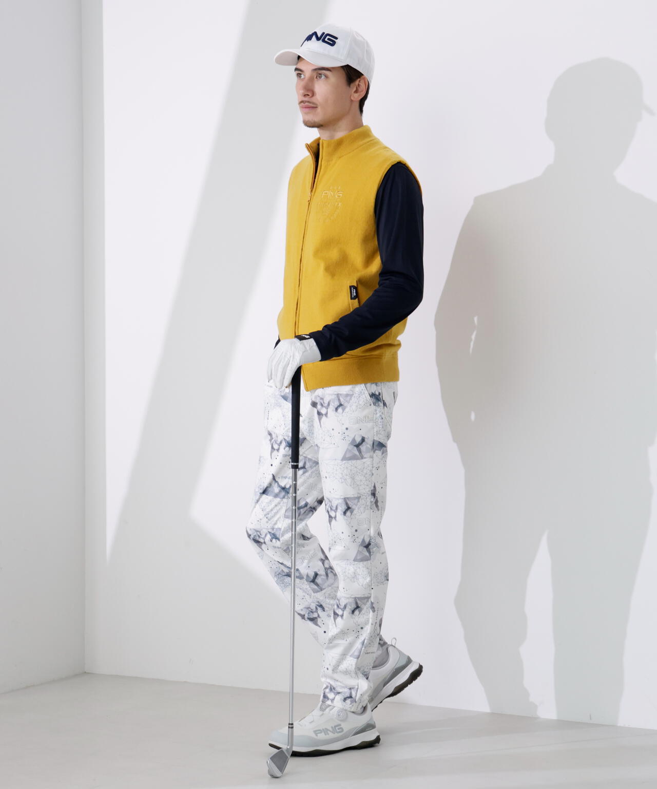 PING APPAREL】トリコット長袖ハイネックカットソー