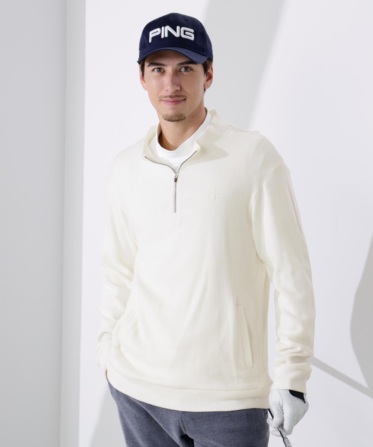 PING APPAREL】針抜きハーフジップカットソー ＜NATIVE＞ (MENS