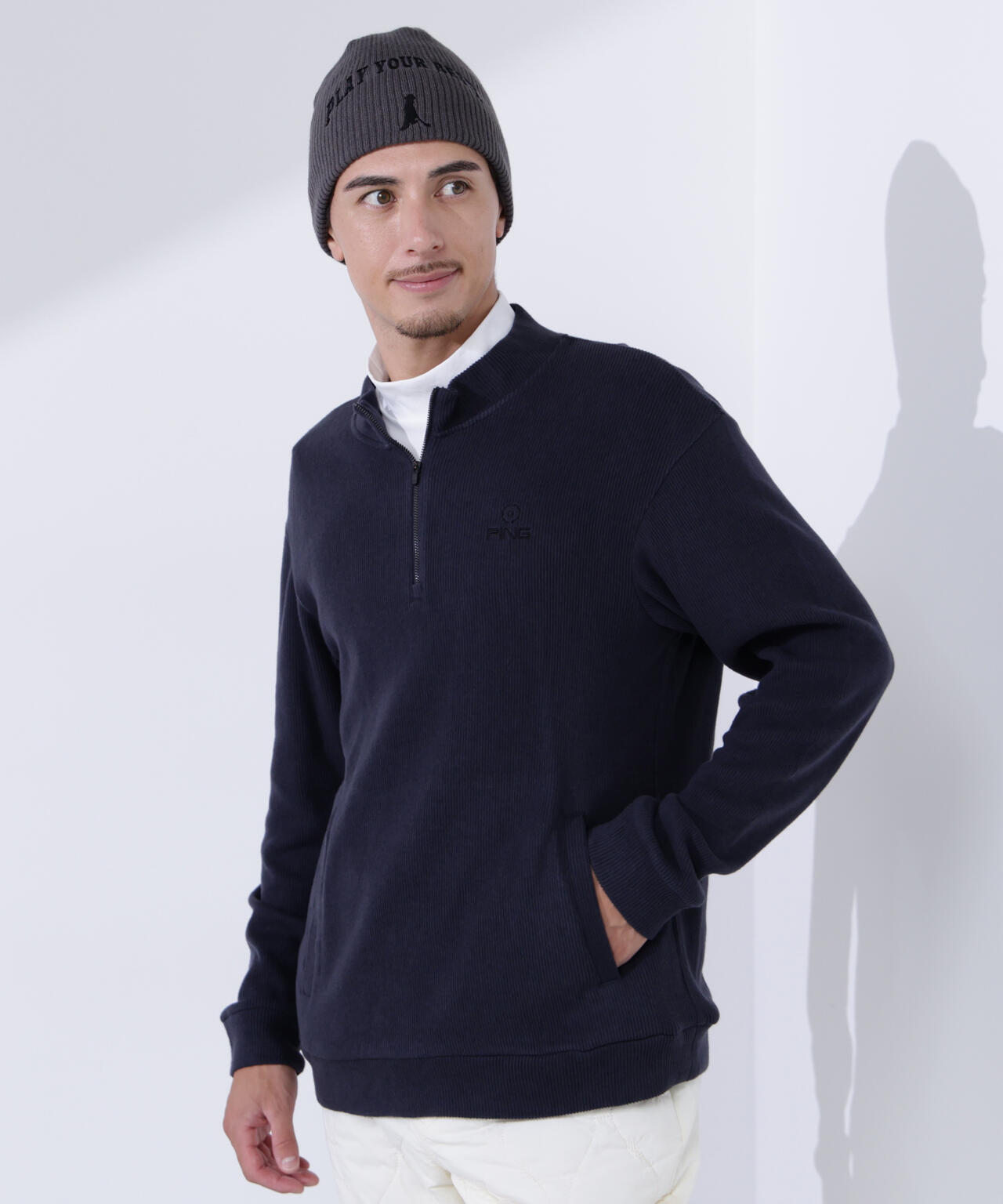 PING ジップアップジャケットXL 黒 新品未使用 PING APPAREL】針抜きハーフジップカットソー ＜NATIVE＞ (MENS