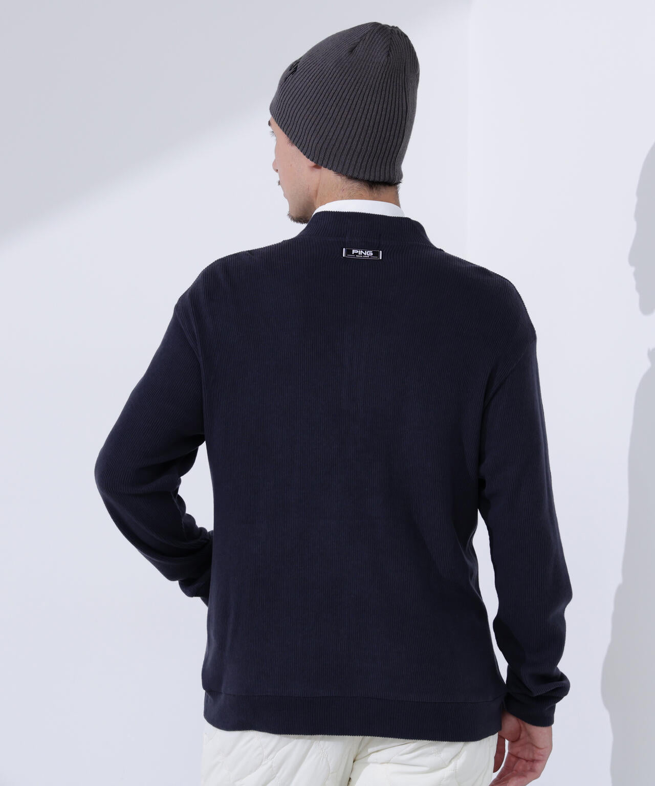 PING ハーフジップスニード PING APPAREL】ハーフジップハイネックジャガードニット