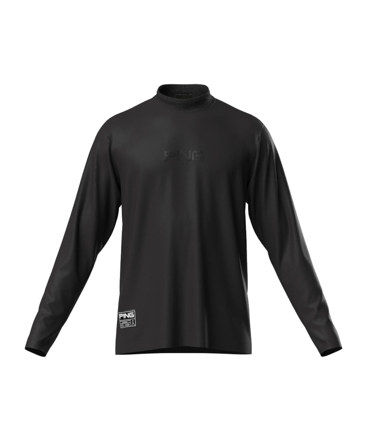 ピン　MENS 長袖ハイネックカットソー　ブラックS size PING APPAREL】トリコット長袖ハイネックカットソー ＜GOLD＞ (MENS