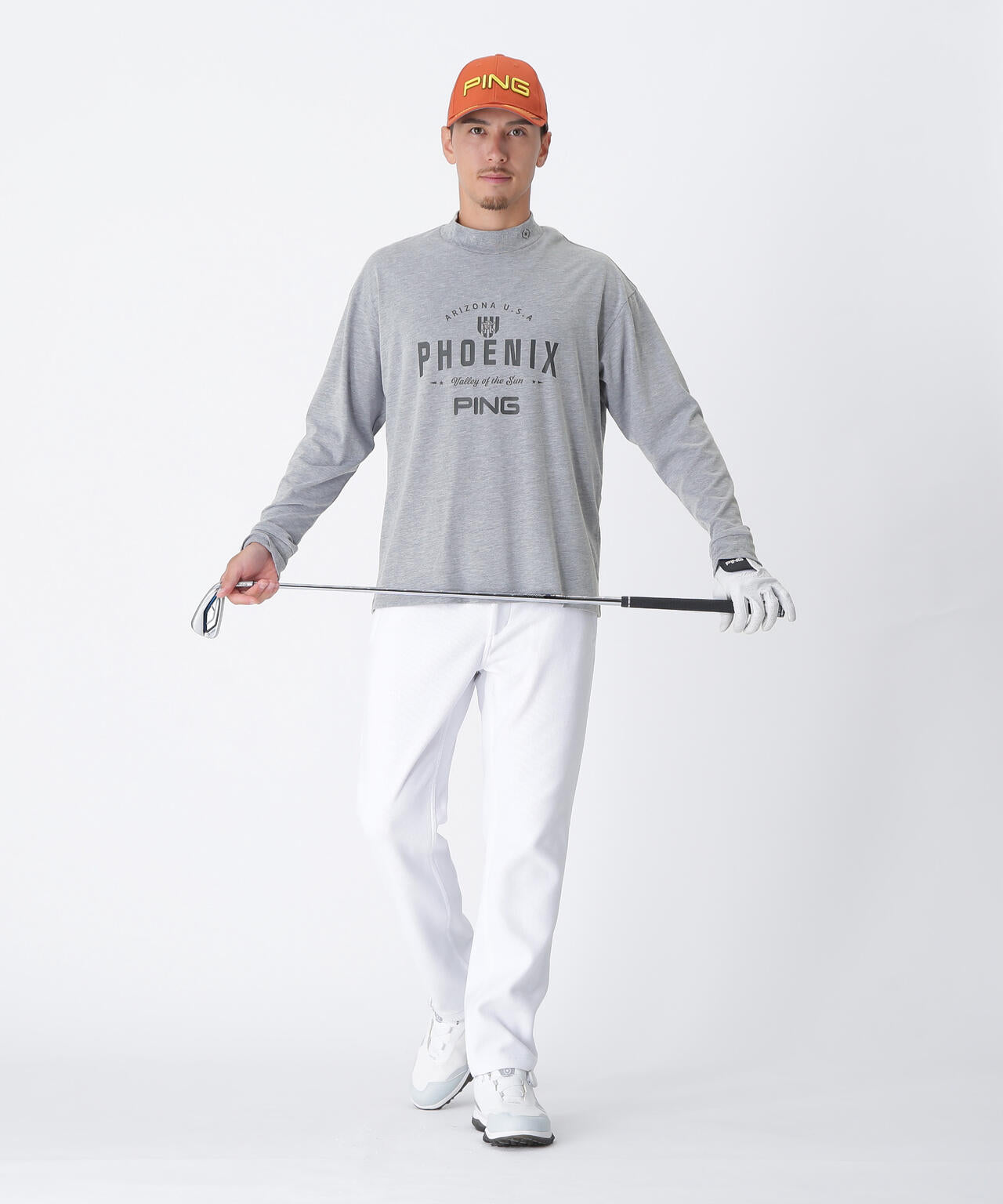 【PING APPAREL】TC天竺ル―ズシルエット長袖ハイネックシャツ ＜NATIVE＞ (MENS)