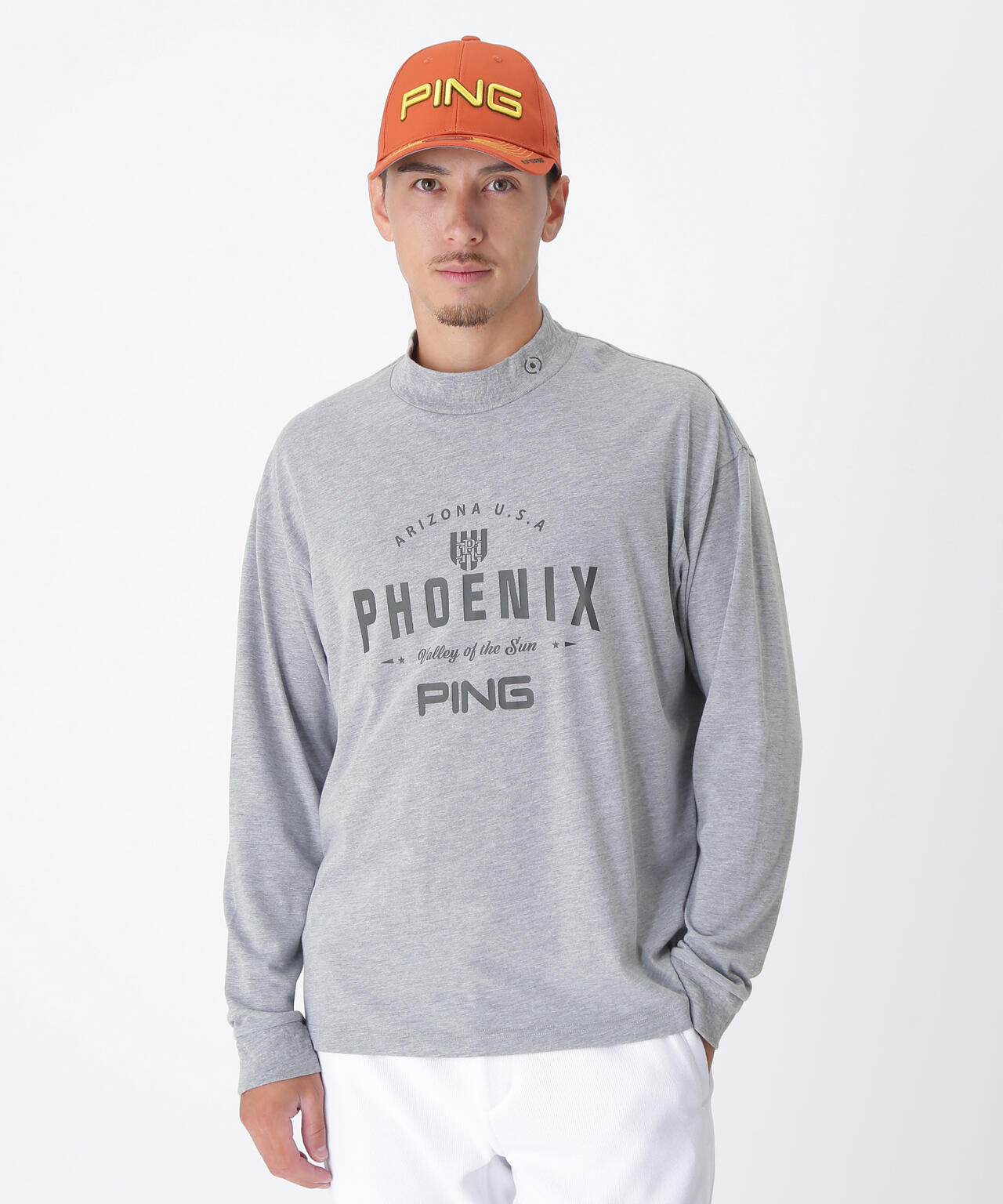 【PING APPAREL】TC天竺ル―ズシルエット長袖ハイネックシャツ ＜NATIVE＞ (MENS)