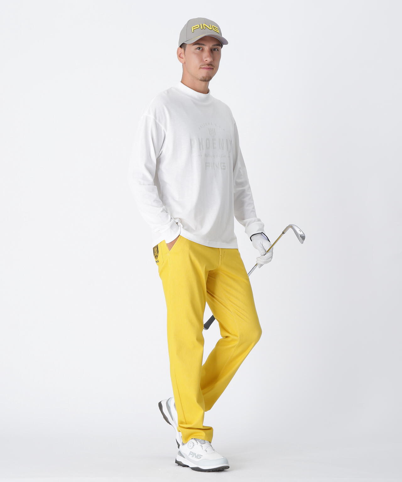 【PING APPAREL】TC天竺ル―ズシルエット長袖ハイネックシャツ ＜NATIVE＞ (MENS)