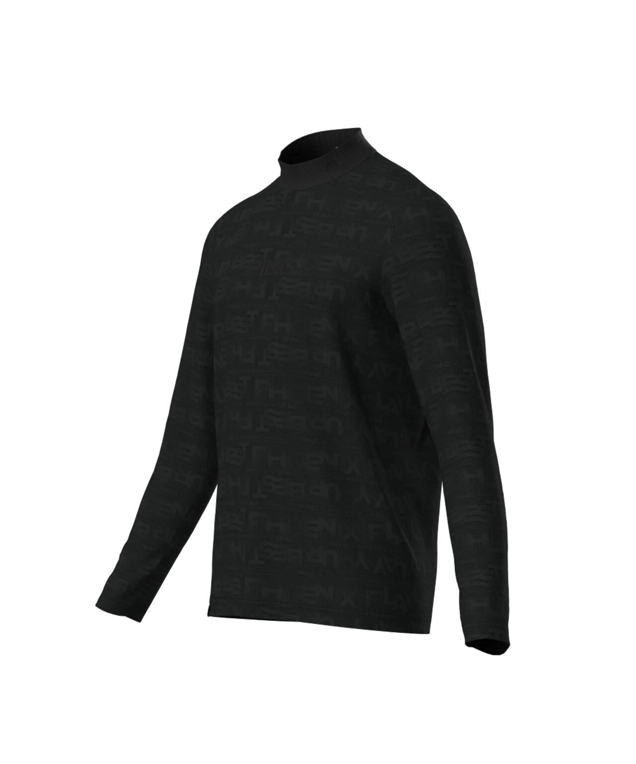 PING タートルネックシャツ ブラック 3L PING APPAREL】凸凹PLAYロゴジャカード長袖ハイネックシャツ