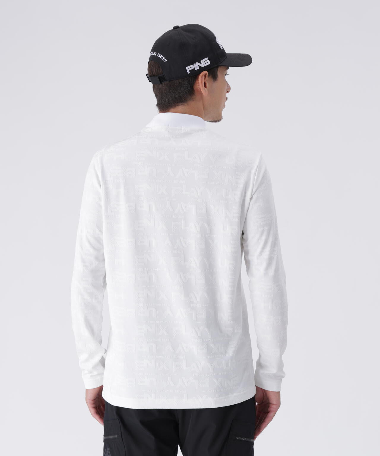 【PING APPAREL】凸凹PLAYロゴジャカード長袖ハイネックシャツ ＜PERFORMANCE＞ (MENS)