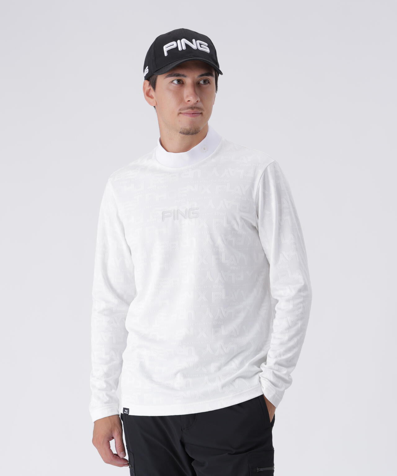 【PING APPAREL】凸凹PLAYロゴジャカード長袖ハイネックシャツ ＜PERFORMANCE＞ (MENS)