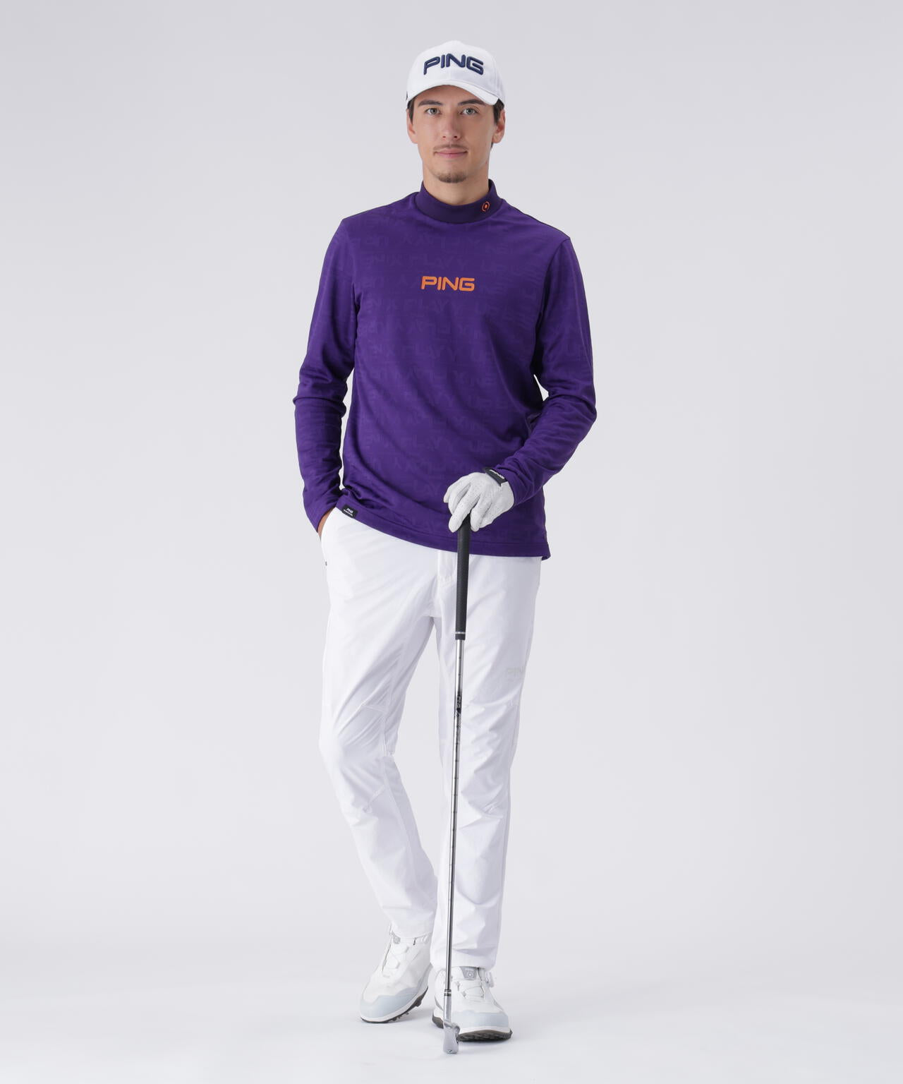 【PING APPAREL】凸凹PLAYロゴジャカード長袖ハイネックシャツ ＜PERFORMANCE＞ (MENS)