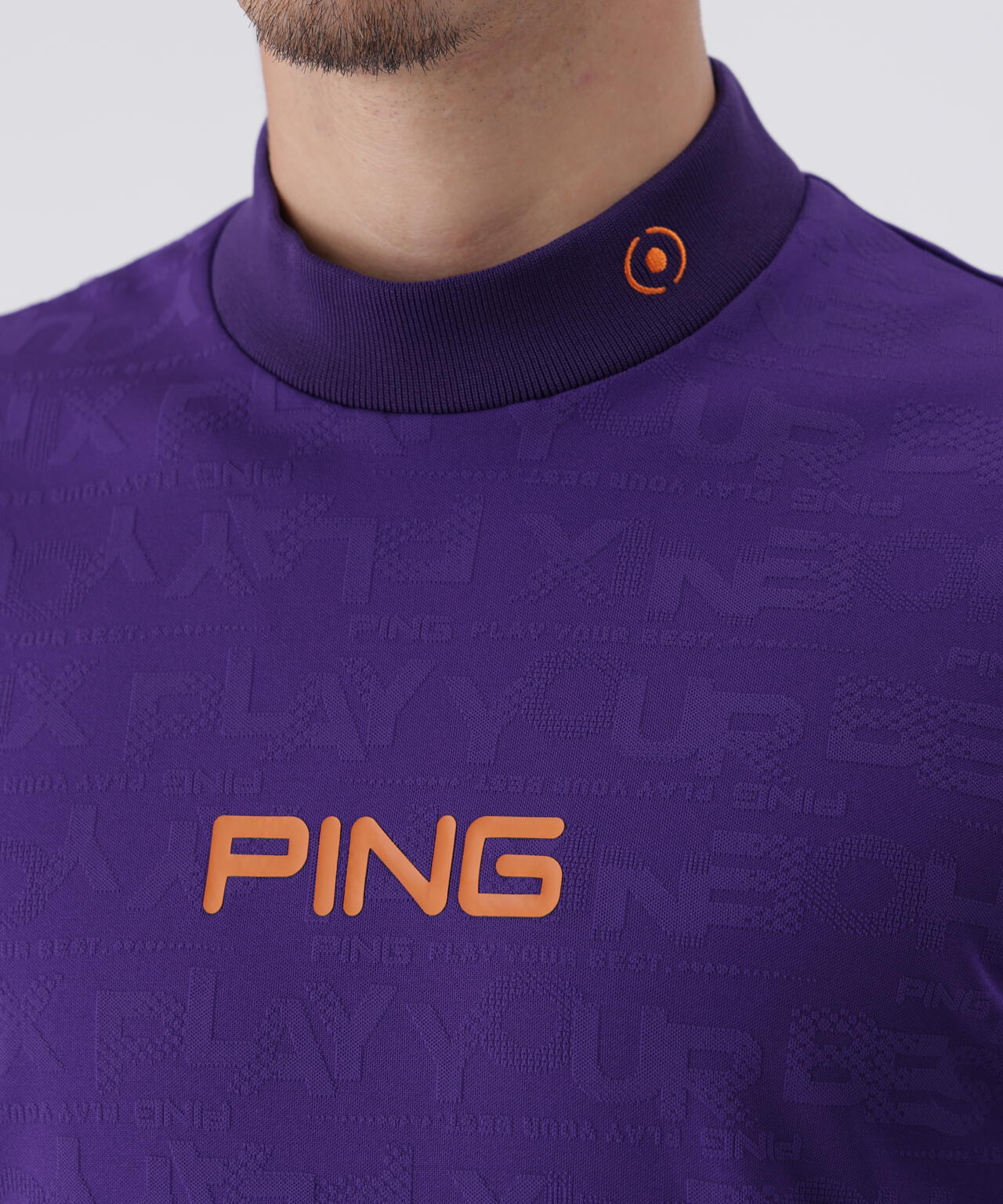 【PING APPAREL】凸凹PLAYロゴジャカード長袖ハイネックシャツ ＜PERFORMANCE＞ (MENS)