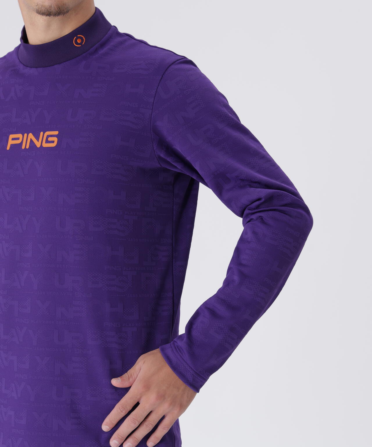 【PING APPAREL】凸凹PLAYロゴジャカード長袖ハイネックシャツ ＜PERFORMANCE＞ (MENS)