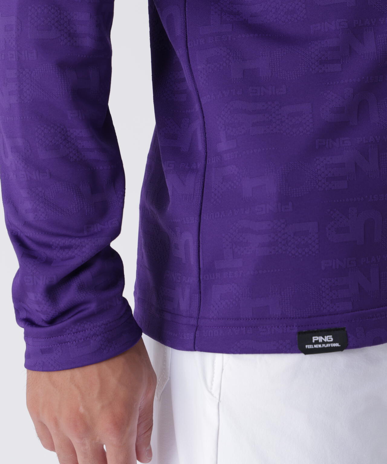 【PING APPAREL】凸凹PLAYロゴジャカード長袖ハイネックシャツ ＜PERFORMANCE＞ (MENS)