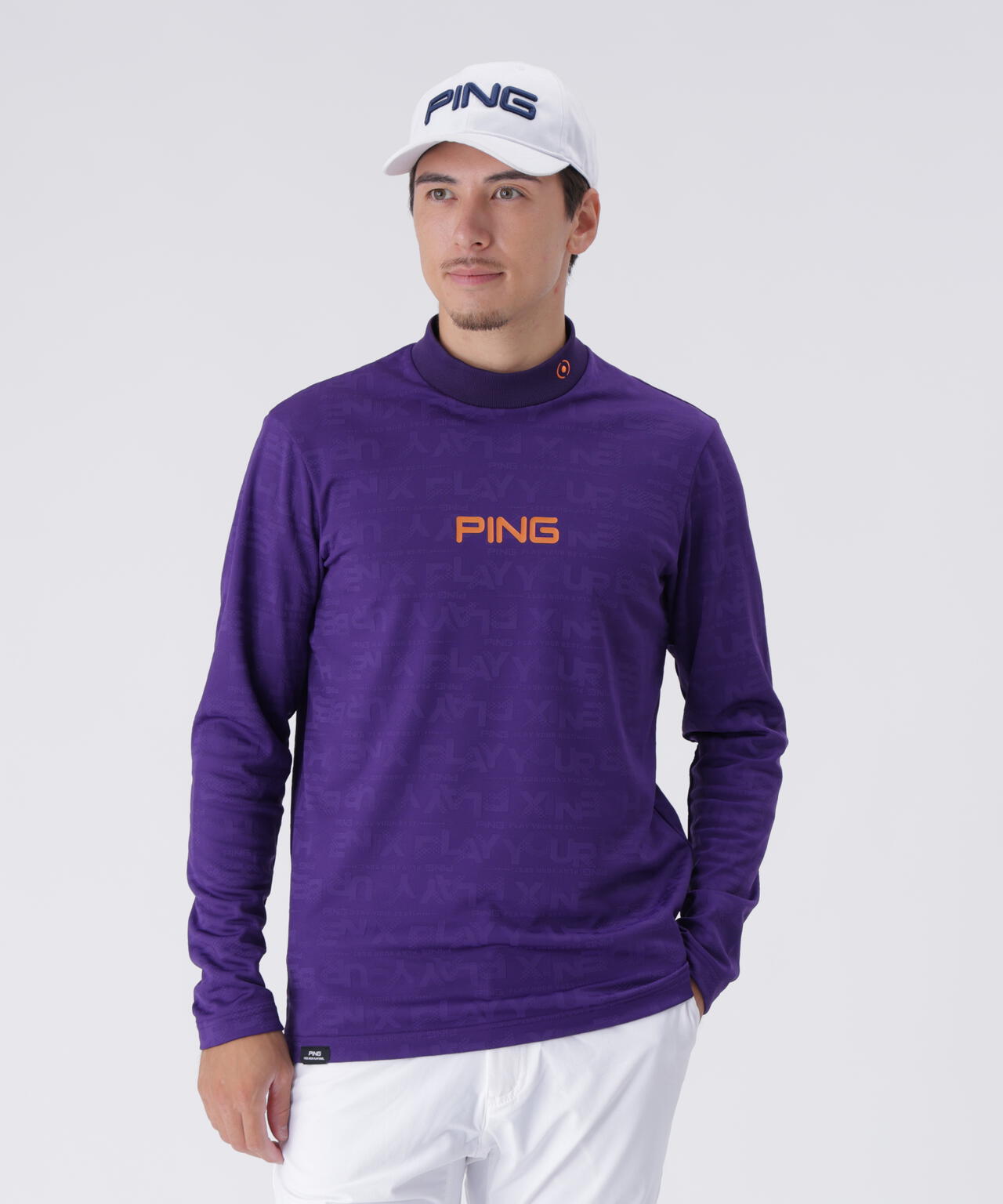 【PING APPAREL】凸凹PLAYロゴジャカード長袖ハイネックシャツ ＜PERFORMANCE＞ (MENS)