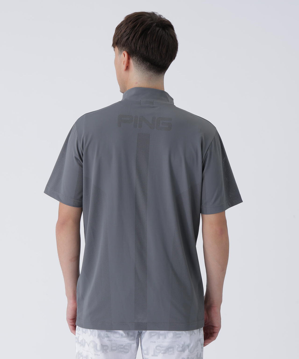 【PING APPAREL】メッシュジャカード半袖ハイネックシャツ ＜PERFORMANCE＞ (MENS)