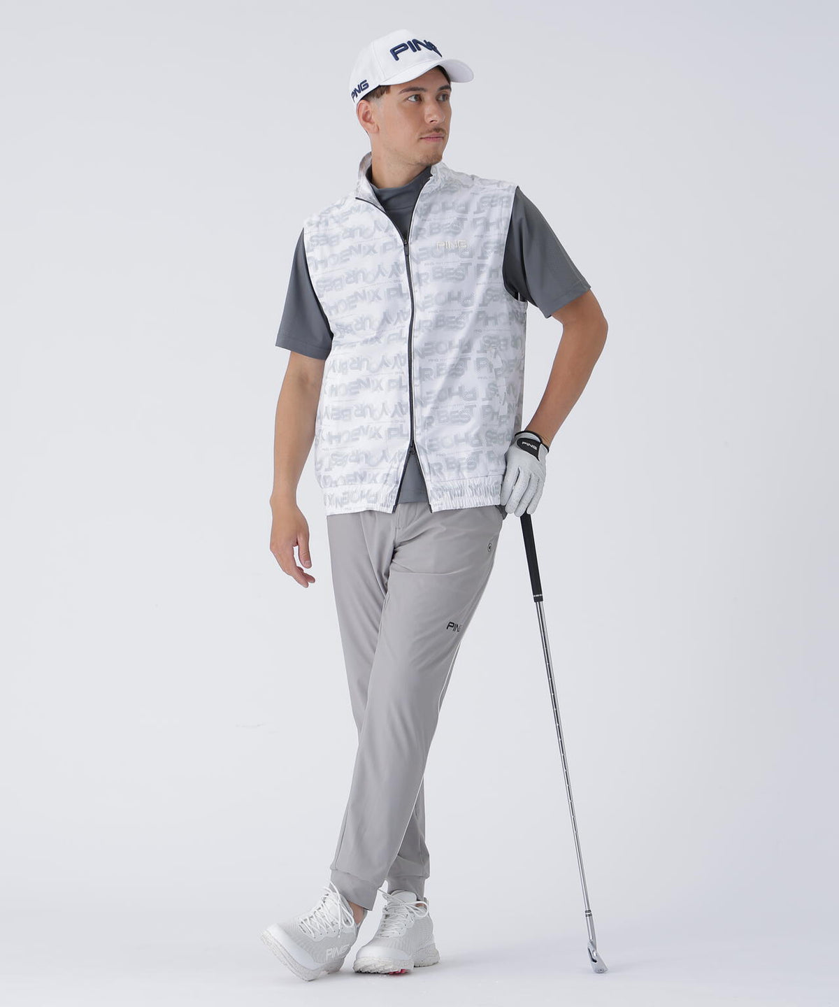 【PING APPAREL】メッシュジャカード半袖ハイネックシャツ ＜PERFORMANCE＞ (MENS)