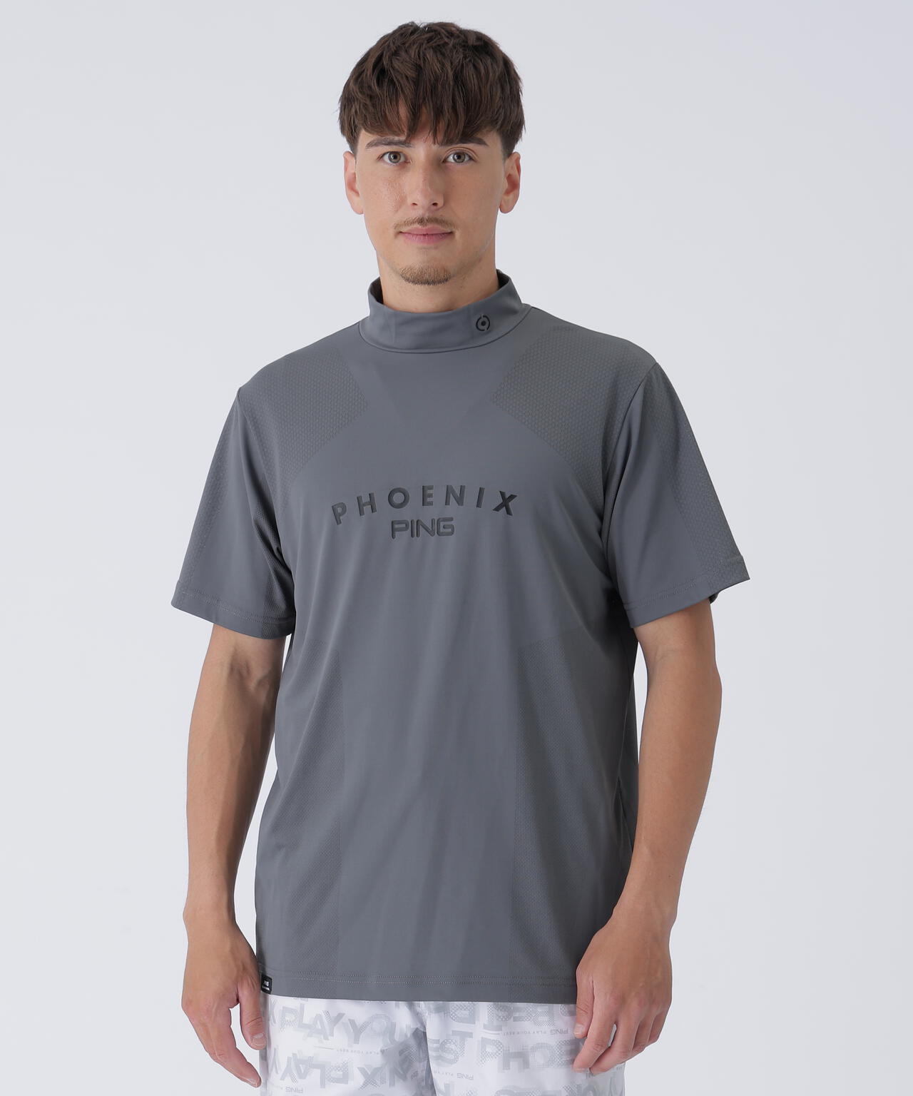 PING APPAREL】メッシュジャカード半袖ハイネックシャツ ＜PERFORMANCE