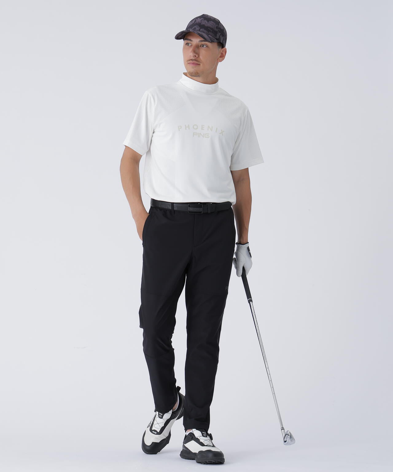 PING APPAREL】メッシュジャカード半袖ハイネックシャツ ＜PERFORMANCE