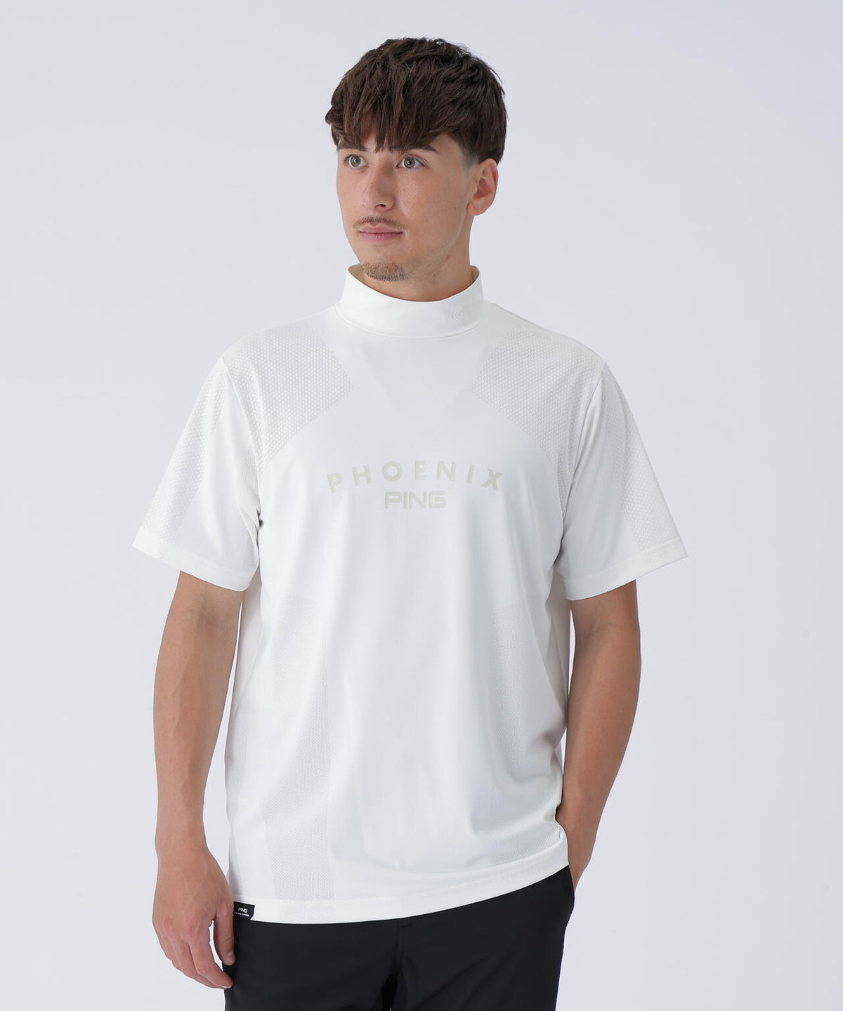 【PING APPAREL】メッシュジャカード半袖ハイネックシャツ ＜PERFORMANCE＞ (MENS)