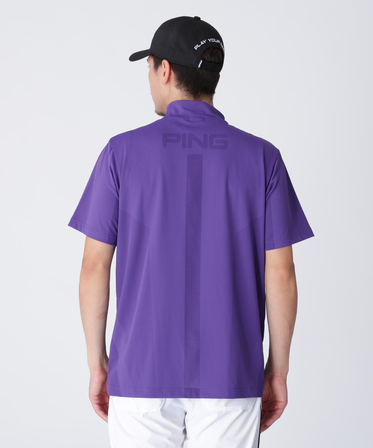 PING APPAREL】メッシュジャカード半袖ハイネックシャツ ＜PERFORMANCE