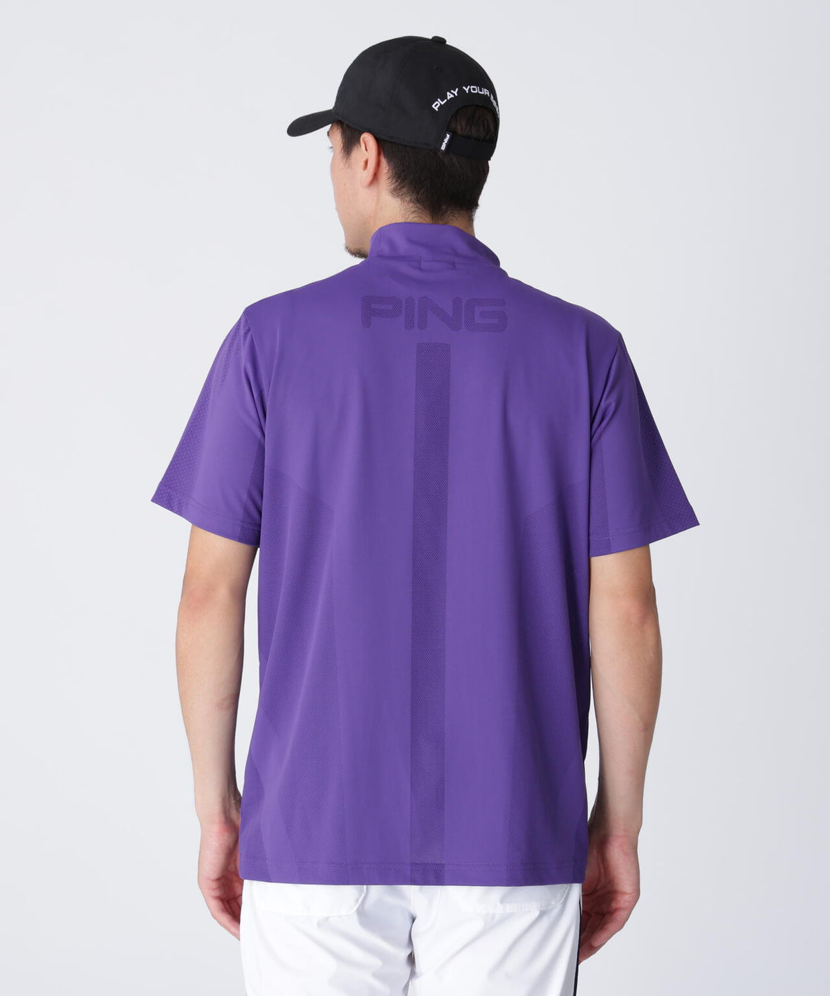 【PING APPAREL】メッシュジャカード半袖ハイネックシャツ ＜PERFORMANCE＞ (MENS)