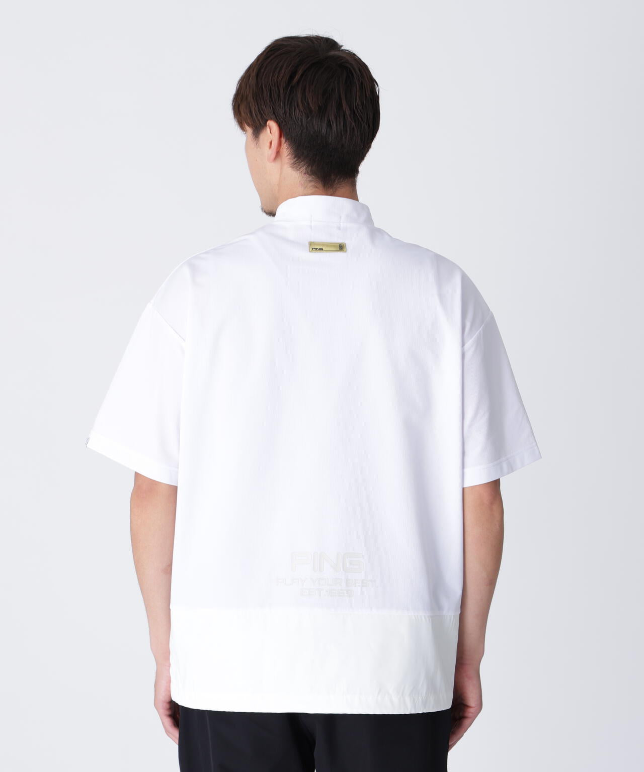 PING APPAREL】EPIXミニワッフル切替半袖ハイネックシャツ ＜GOLD