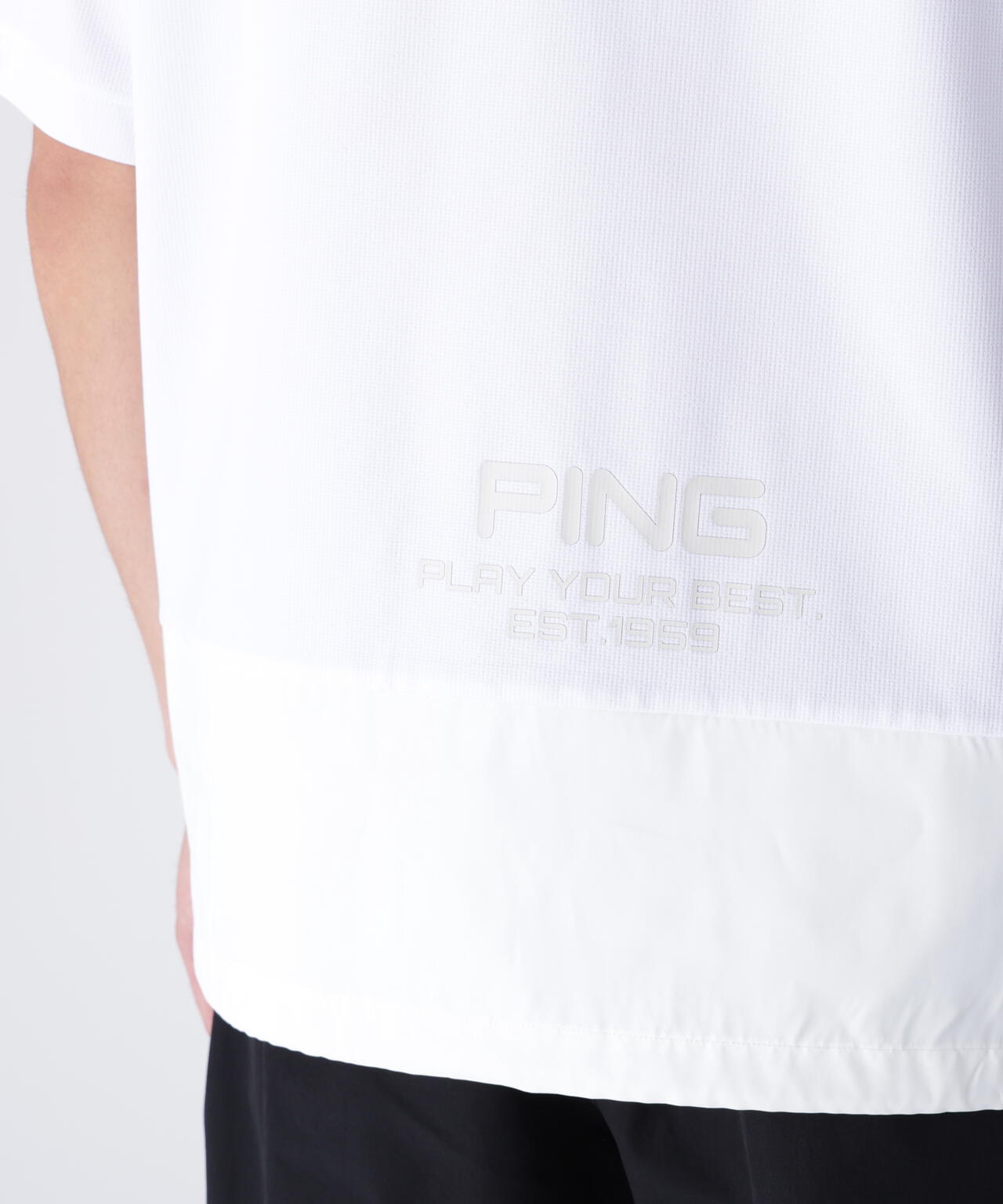 PING APPAREL】EPIXミニワッフル切替半袖ハイネックシャツ ＜GOLD