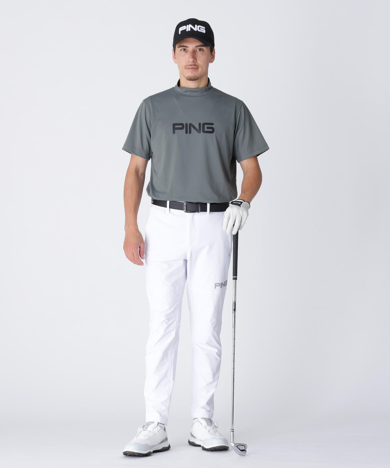 【PING APPAREL】メッシュジャカード半袖ハイネックシャツ ＜GOLD＞ (MENS)
