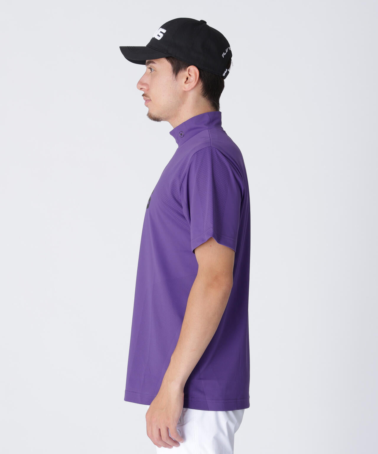 【PING APPAREL】メッシュジャカード半袖ハイネックシャツ ＜GOLD＞ (MENS)