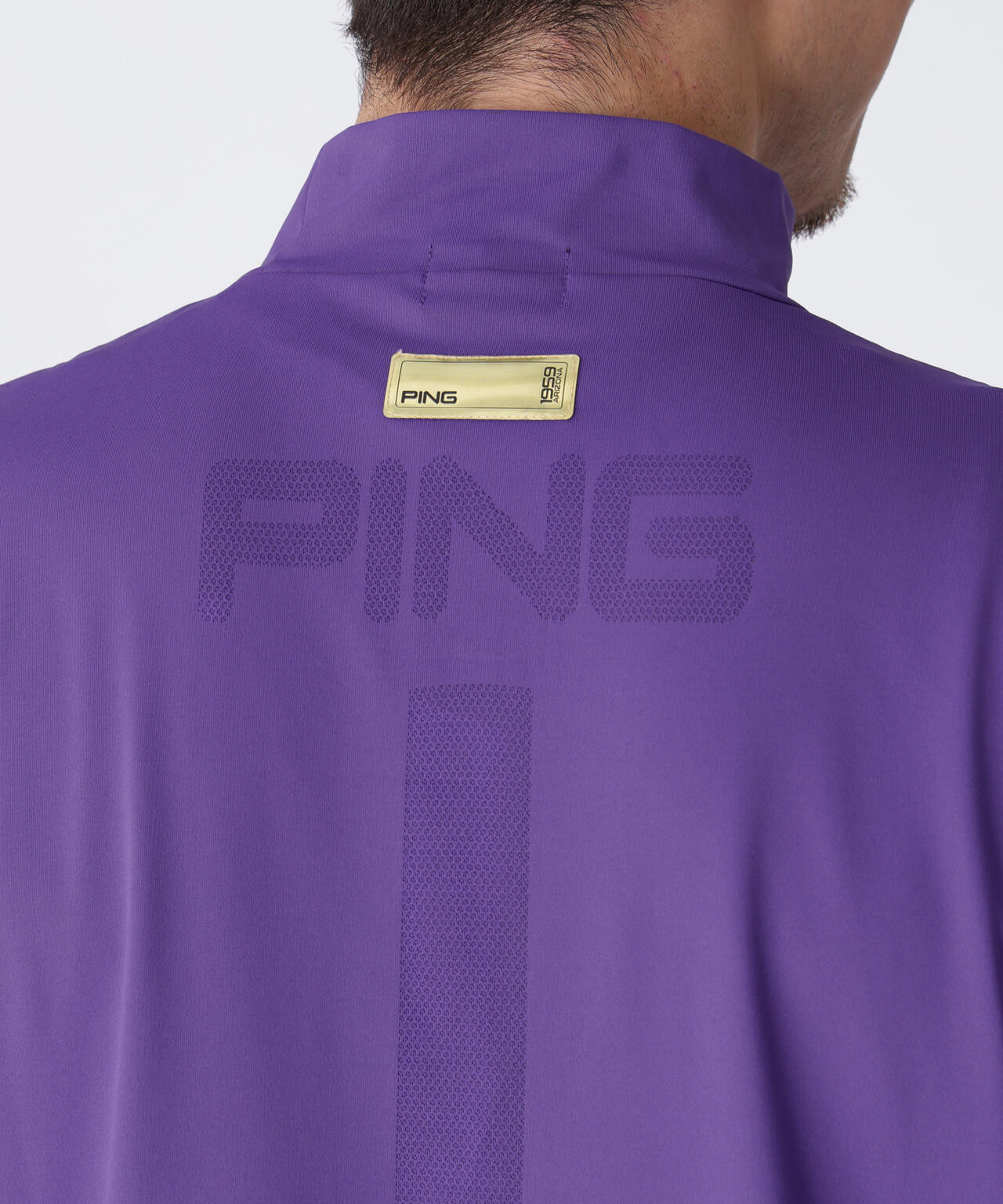 【PING APPAREL】メッシュジャカード半袖ハイネックシャツ ＜GOLD＞ (MENS)