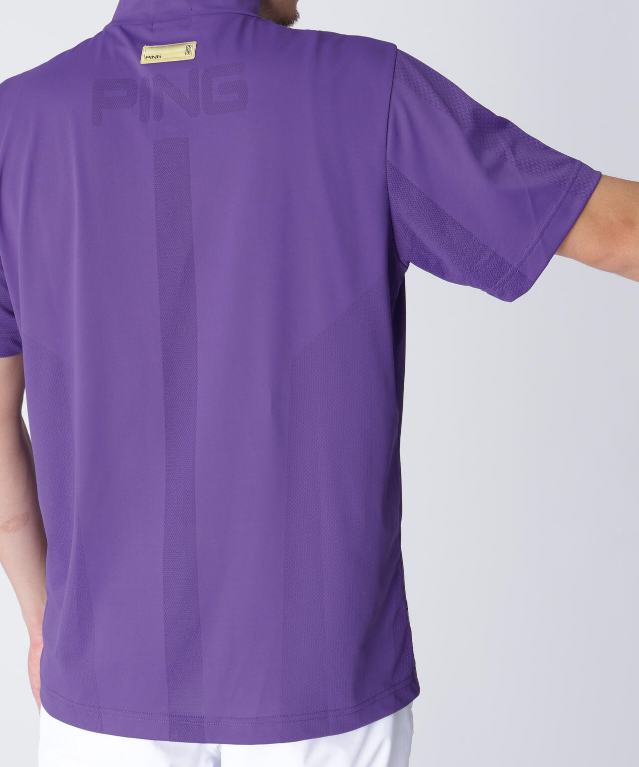 【PING APPAREL】メッシュジャカード半袖ハイネックシャツ ＜GOLD＞ (MENS)