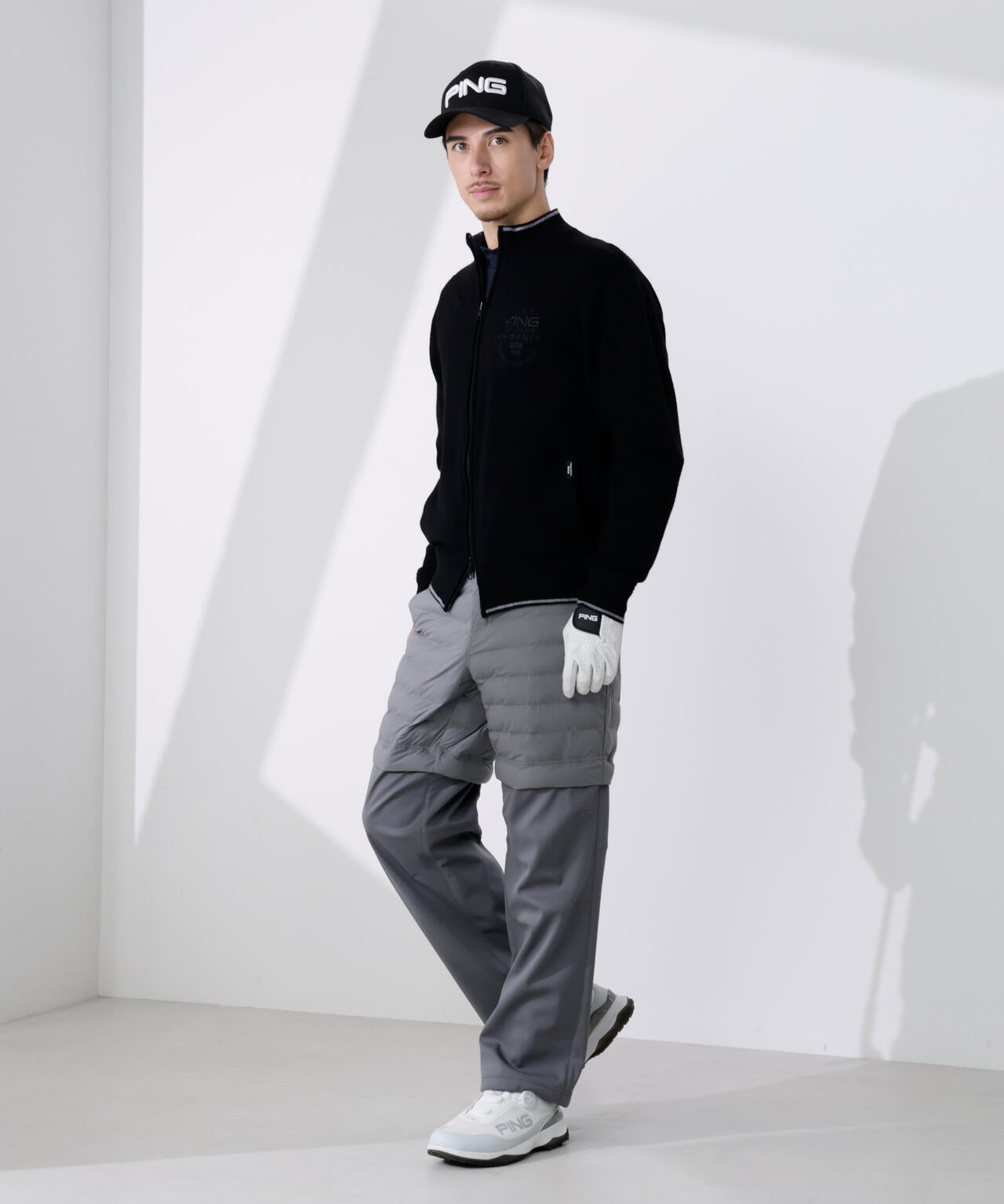 PING APPAREL】プレーンニット/布帛 リバーシブルニットブルゾン