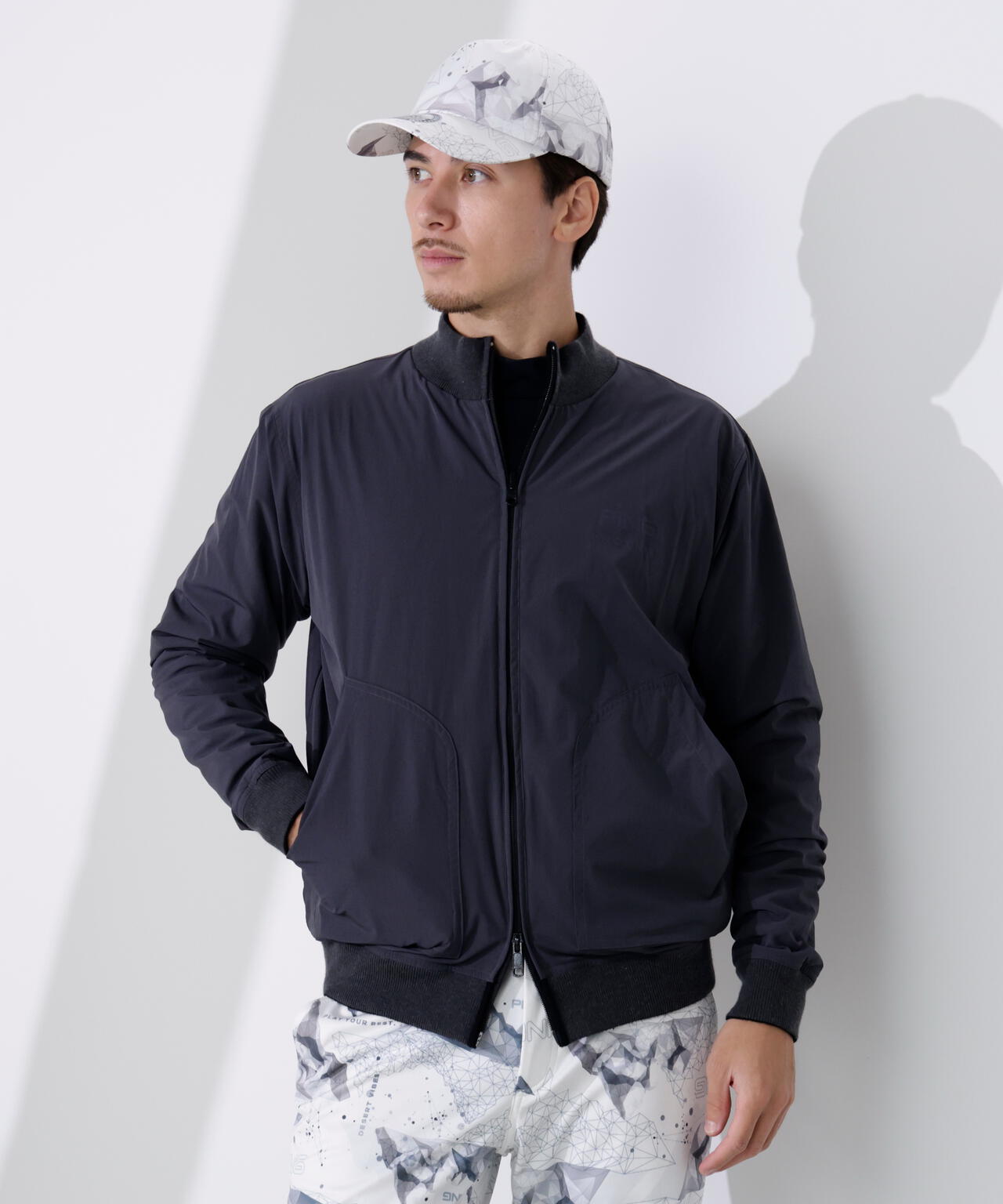 PING APPAREL】プレーンニット/布帛 リバーシブルニットブルゾン