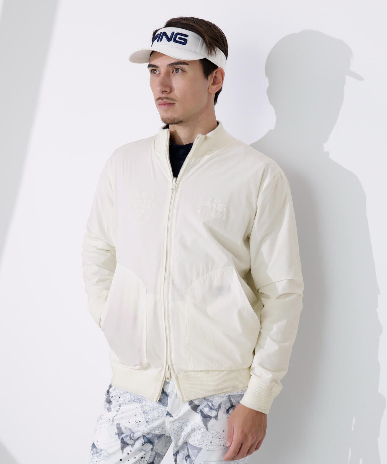 PING APPAREL】プレーンニット/布帛 リバーシブルニットブルゾン