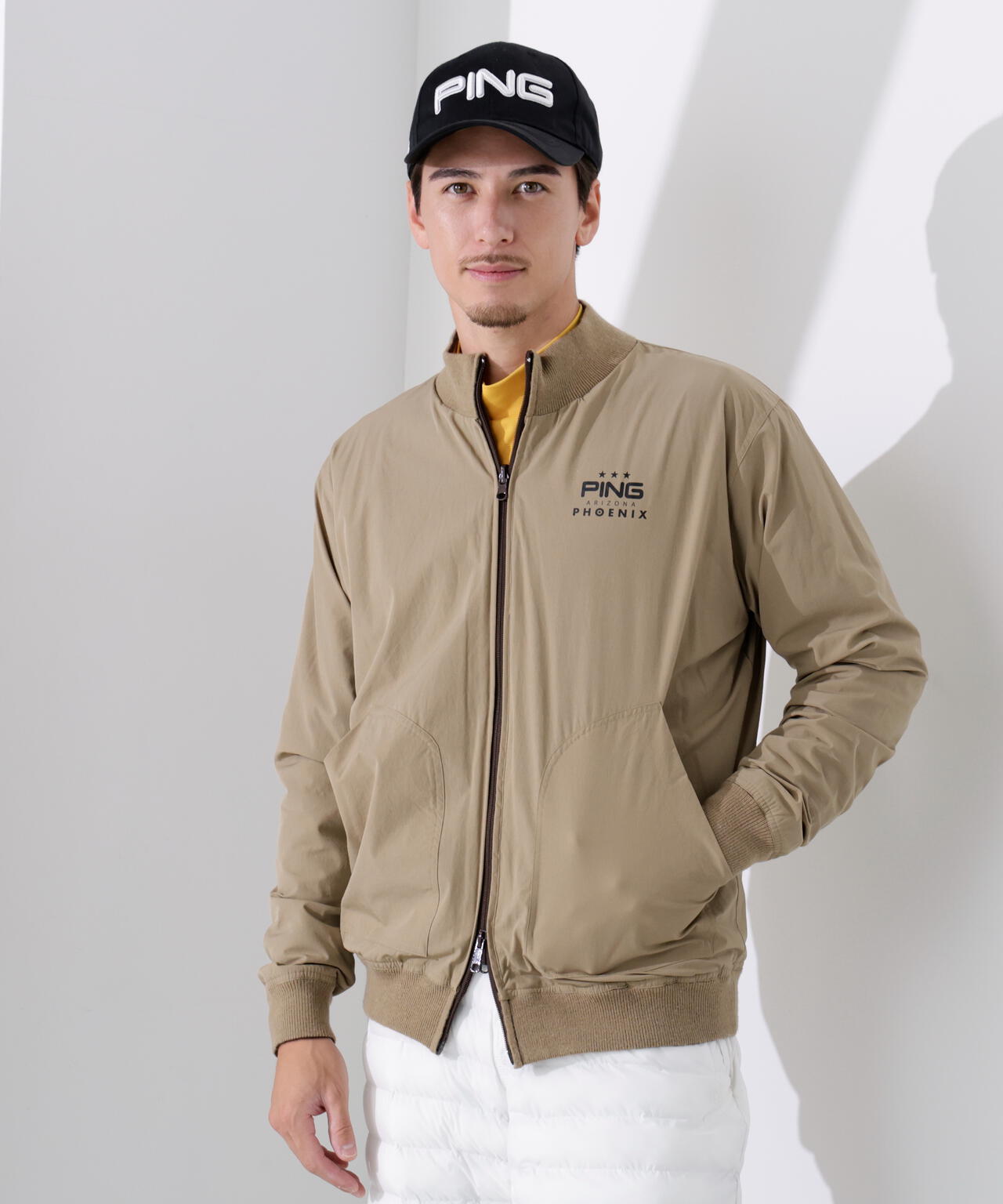 PING APPAREL】プレーンニット/布帛 リバーシブルニットブルゾン