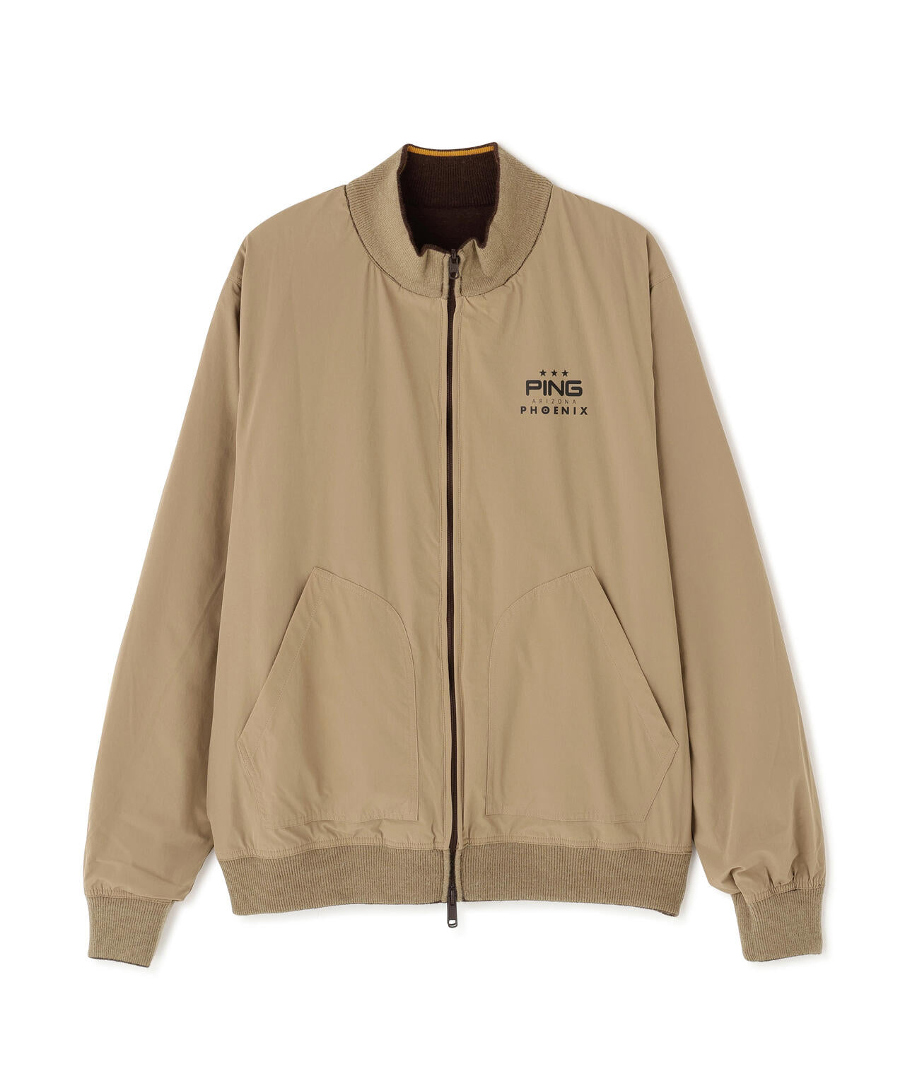 美品 PING ピン ブルゾン L PING APPAREL】プレーンニット/布帛 リバーシブルニットブルゾン