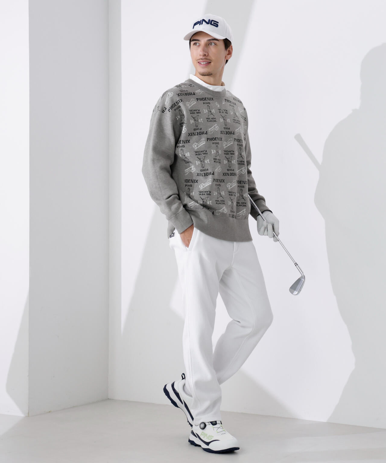 PING APPAREL】ジャカードクルーネックニットプルオーバー ＜NATIVE