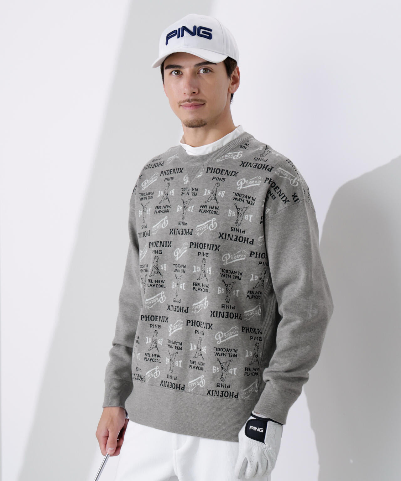 PING APPAREL】ジャカードクルーネックニットプルオーバー ＜NATIVE