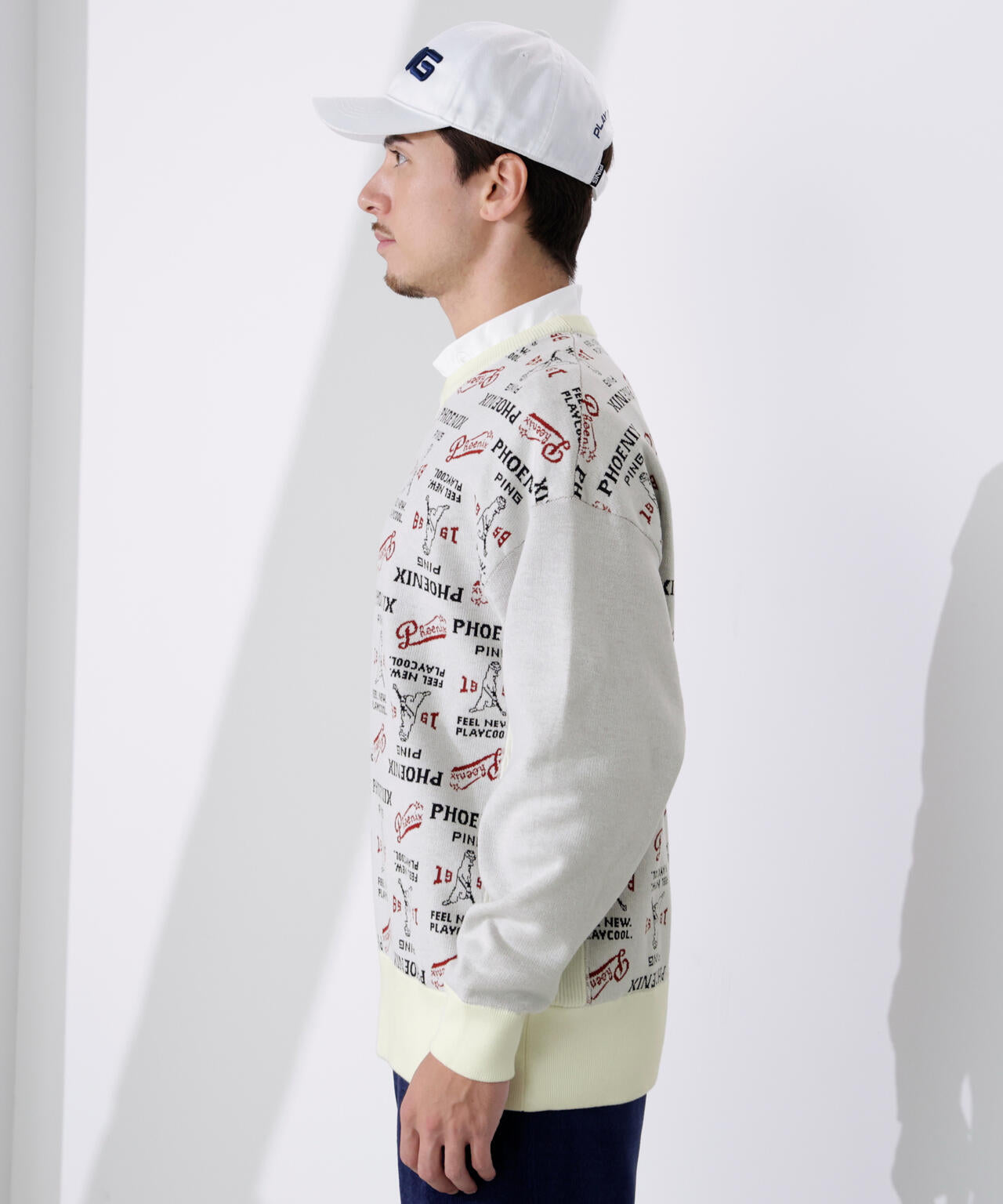 PING APPAREL】ジャカードクルーネックニットプルオーバー ＜NATIVE