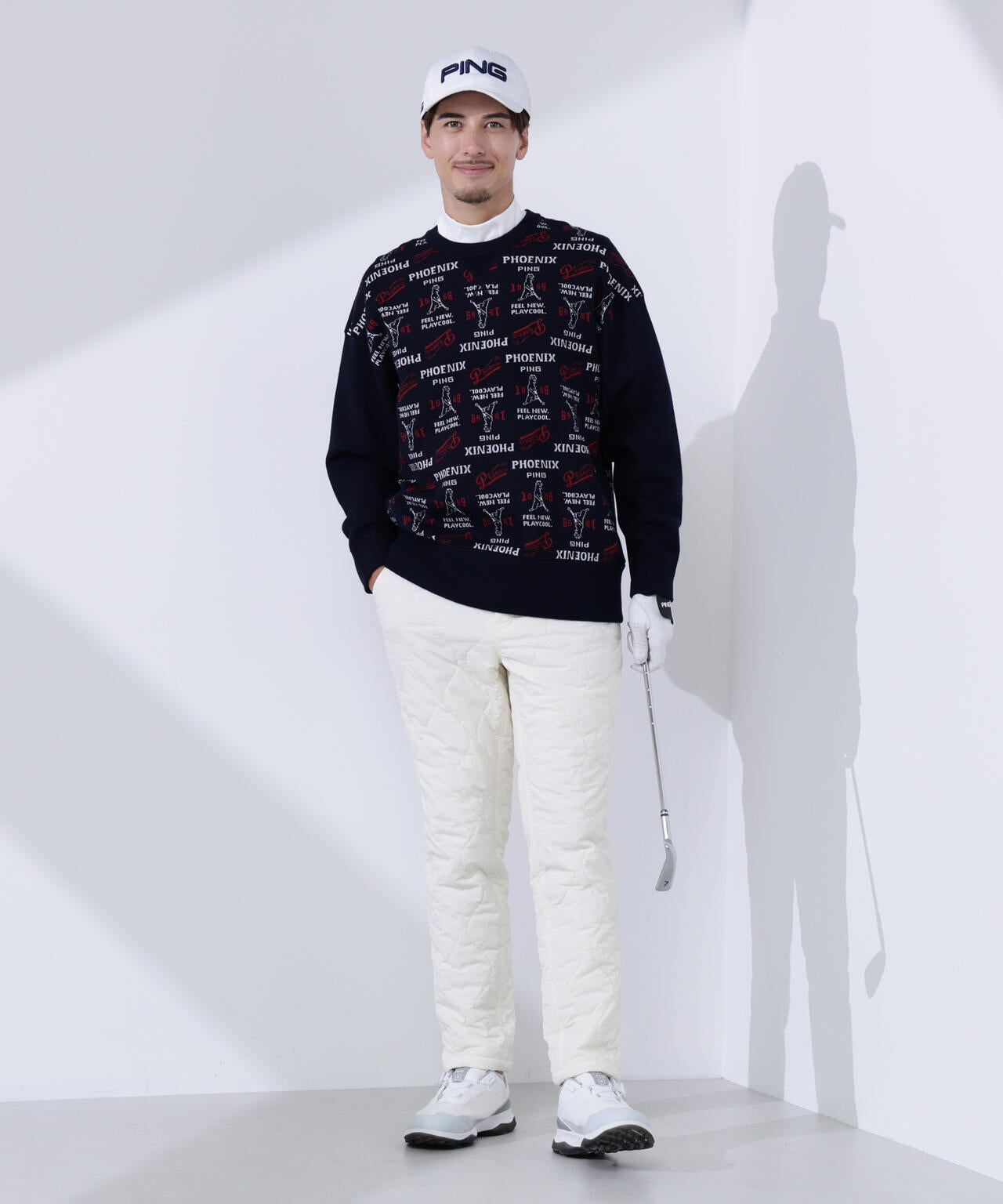 PING APPAREL】ジャカードクルーネックニットプルオーバー ＜NATIVE